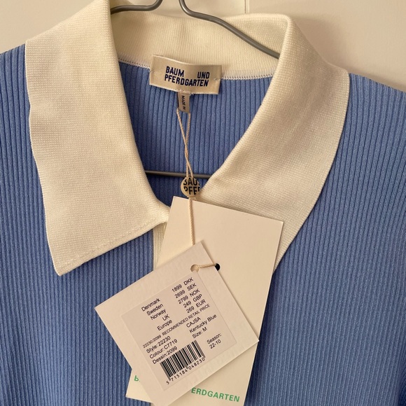 BAUM UND PFERDGARTEN midi blue ribbed knit dress - Picture 10 of 15